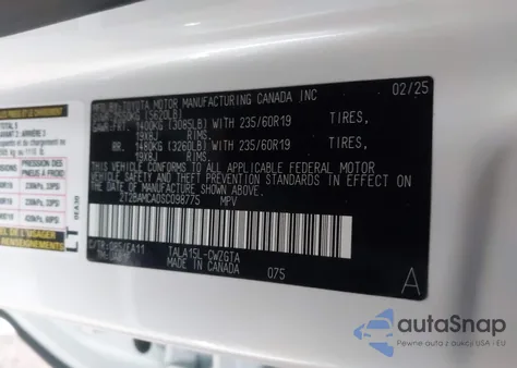 2025 Lexus Rx 350 Premium z USA, uszkodzony, nr VIN 2T2BAMCA0SC098775